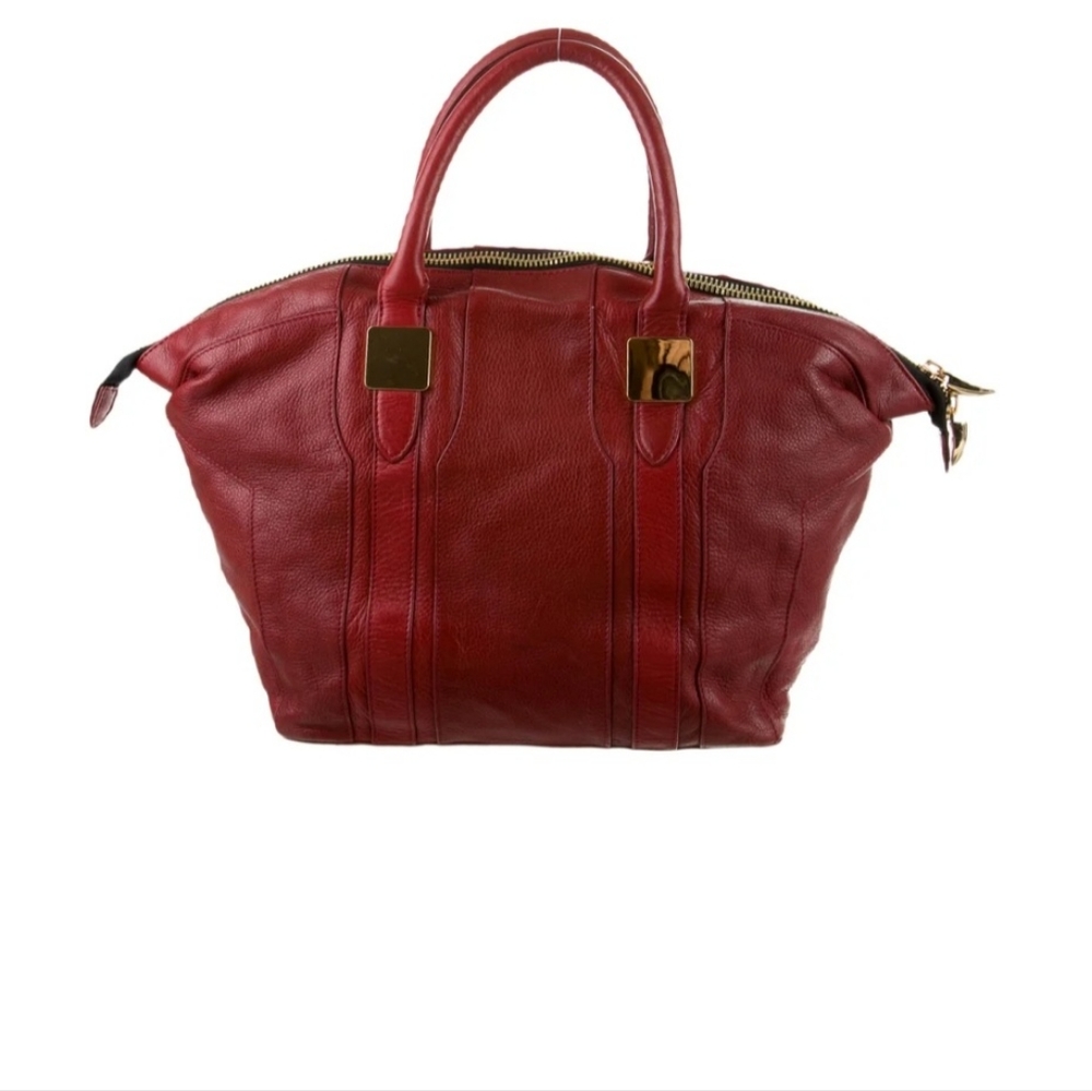 Rachel Zoe Red Textured Leather Satchel.